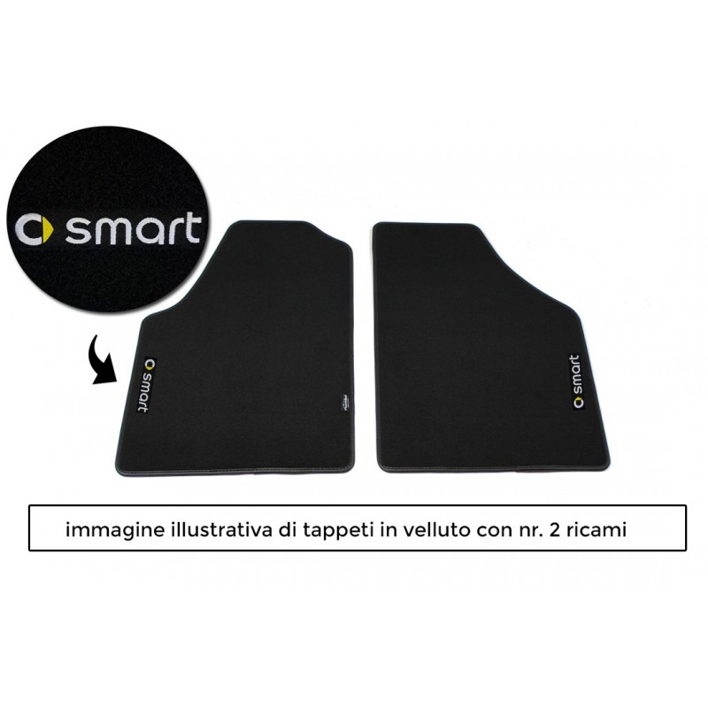 Logo SMART 2 POSTI con 2 ricami diretti su tappeti anteriori