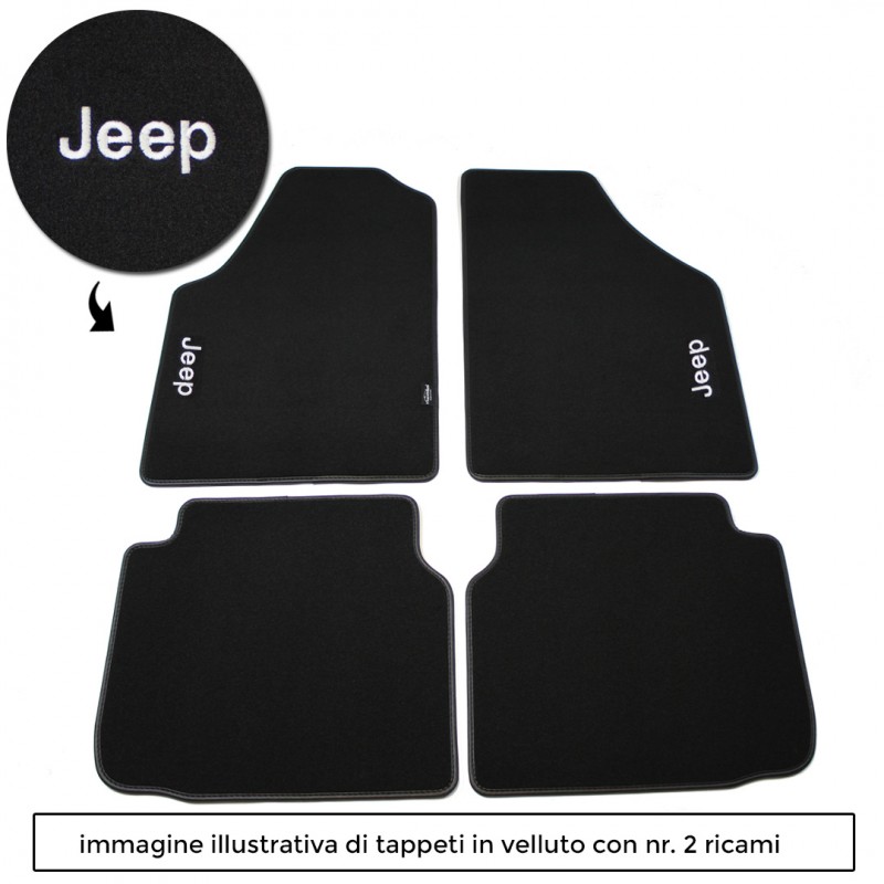 Logo JEEP con 2 ricami diretti su tappeti anteriori