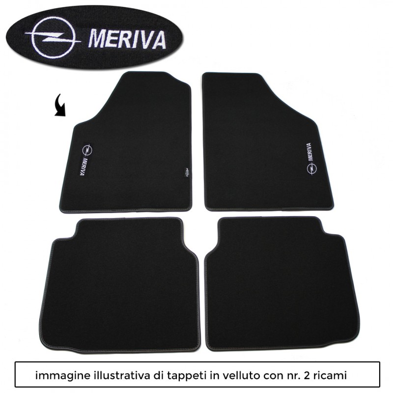 Logo MERIVA con 2 ricami diretti su tappeti anteriori