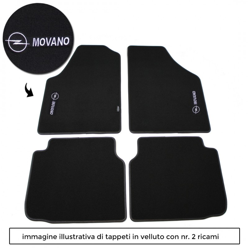 Logo MOVANO con 2 ricami diretti su tappeti anteriori