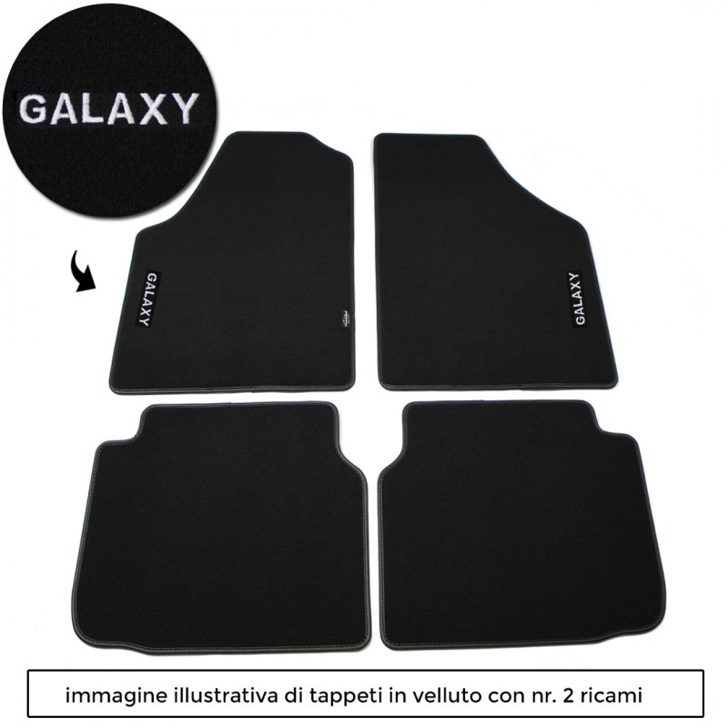 Logo GALAXY con 2 ricami diretti su tappeti anteriori